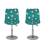 Teal Snowman Pattern Print Bar Stool Covers