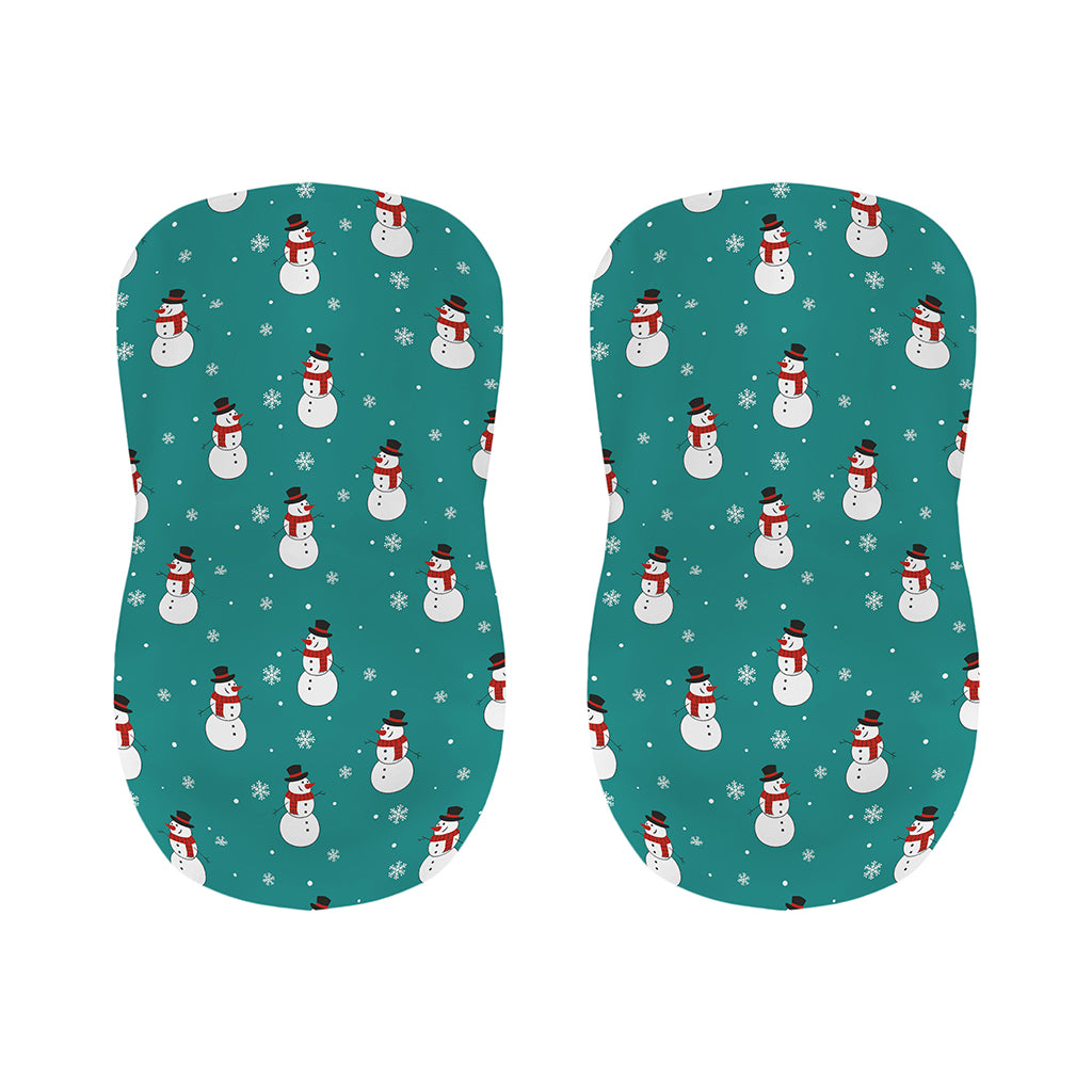 Teal Snowman Pattern Print Bar Stool Covers