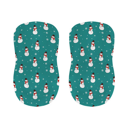 Teal Snowman Pattern Print Bar Stool Covers