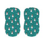 Teal Snowman Pattern Print Bar Stool Covers