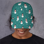 Teal Snowman Pattern Print Baseball Cap