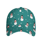 Teal Snowman Pattern Print Baseball Cap