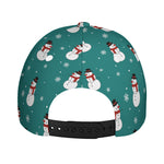 Teal Snowman Pattern Print Baseball Cap