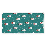 Teal Snowman Pattern Print Beach Towel