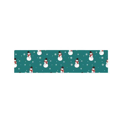 Teal Snowman Pattern Print Bed Runner