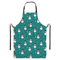 Teal Snowman Pattern Print Bib Apron With Pocket
