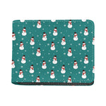 Teal Snowman Pattern Print Bifold Wallet