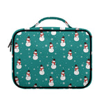 Teal Snowman Pattern Print Briefcase Bible Bag