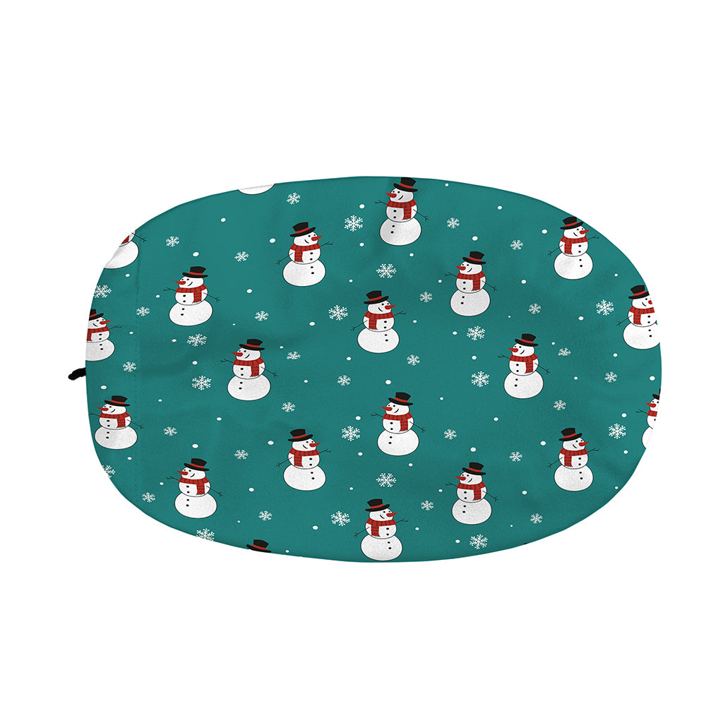 Teal Snowman Pattern Print Car Side Mirror Covers