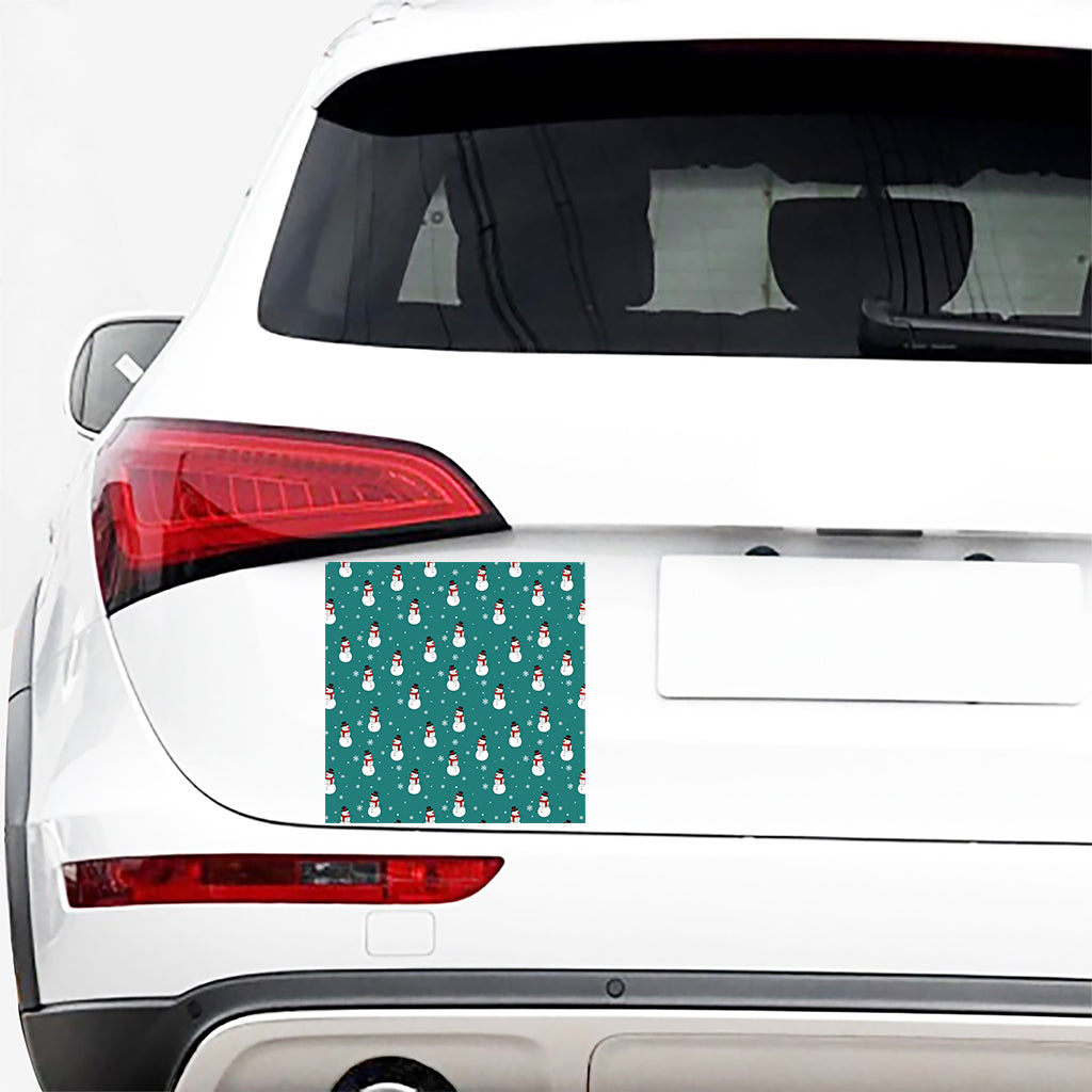 Teal Snowman Pattern Print Car Sticker