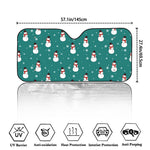 Teal Snowman Pattern Print Car Windshield Sun Shade