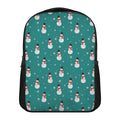 Teal Snowman Pattern Print Casual Backpack