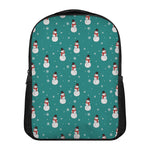Teal Snowman Pattern Print Casual Backpack
