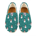 Teal Snowman Pattern Print Casual Shoes