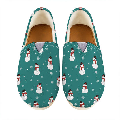 Teal Snowman Pattern Print Casual Shoes