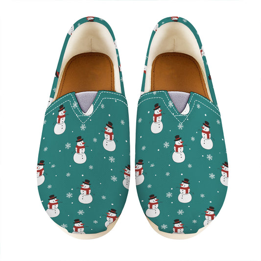 Teal Snowman Pattern Print Casual Shoes