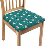 Teal Snowman Pattern Print Chair Cushion Cover