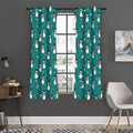 Teal Snowman Pattern Print Grommet Curtain Panels