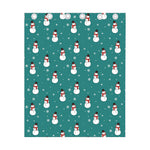Teal Snowman Pattern Print Curtain