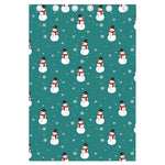 Teal Snowman Pattern Print Curtain