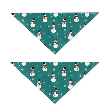Teal Snowman Pattern Print Dog Bandana