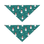 Teal Snowman Pattern Print Dog Bandana