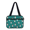 Teal Snowman Pattern Print Double Strap Bible Bag