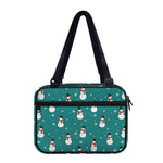 Teal Snowman Pattern Print Double Strap Bible Bag