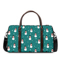Teal Snowman Pattern Print Duffel Bag
