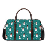 Teal Snowman Pattern Print Duffle Bag