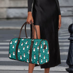 Teal Snowman Pattern Print Duffle Bag