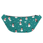 Teal Snowman Pattern Print Fanny Pack