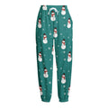 Teal Snowman Pattern Print Fleece Lined Knit Pants