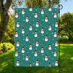 Teal Snowman Pattern Print Garden Flag