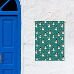 Teal Snowman Pattern Print Garden Flag