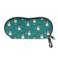 Teal Snowman Pattern Print Glasses Case