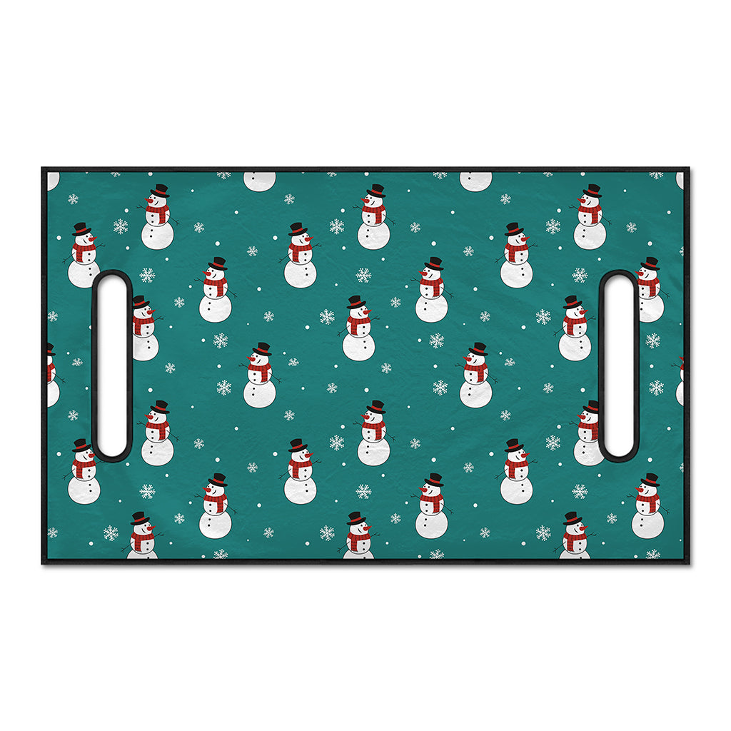 Teal Snowman Pattern Print Golf Cart Seat Cover