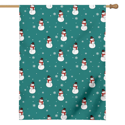 Teal Snowman Pattern Print House Flag
