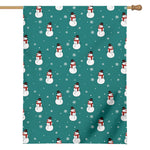 Teal Snowman Pattern Print House Flag