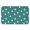 Teal Snowman Pattern Print Indoor Door Mat