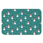 Teal Snowman Pattern Print Indoor Door Mat