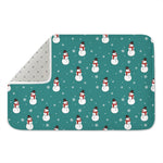 Teal Snowman Pattern Print Indoor Door Mat