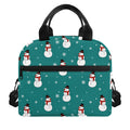 Teal Snowman Pattern Print Insulated Lunch Bag