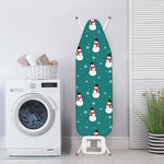 Teal Snowman Pattern Print Ironing Board Cover