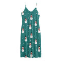 Teal Snowman Pattern Print Jersey Midi Cami Dress