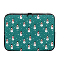 Teal Snowman Pattern Print Laptop Sleeve