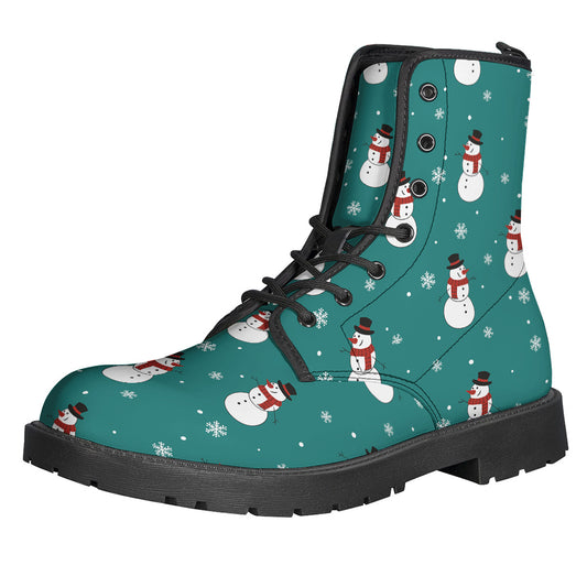 Teal Snowman Pattern Print Backpack