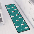 Teal Snowman Pattern Print Long Kitchen Mat