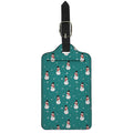 Teal Snowman Pattern Print Luggage Tag