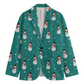 Teal Snowman Pattern Print Men's Blazer